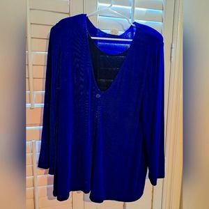 Vikki vi blue cardigan iver faux black shell 1x